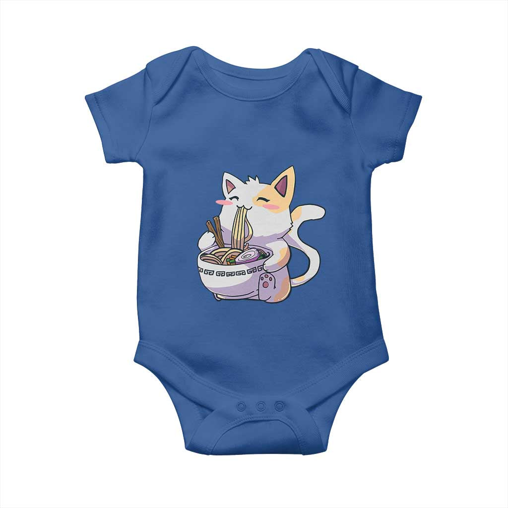 Ramen Cat Kawaii Baby Onesie Anime Japanese Neko Cute Graphic TS02 Royal Blue Print Your Wear