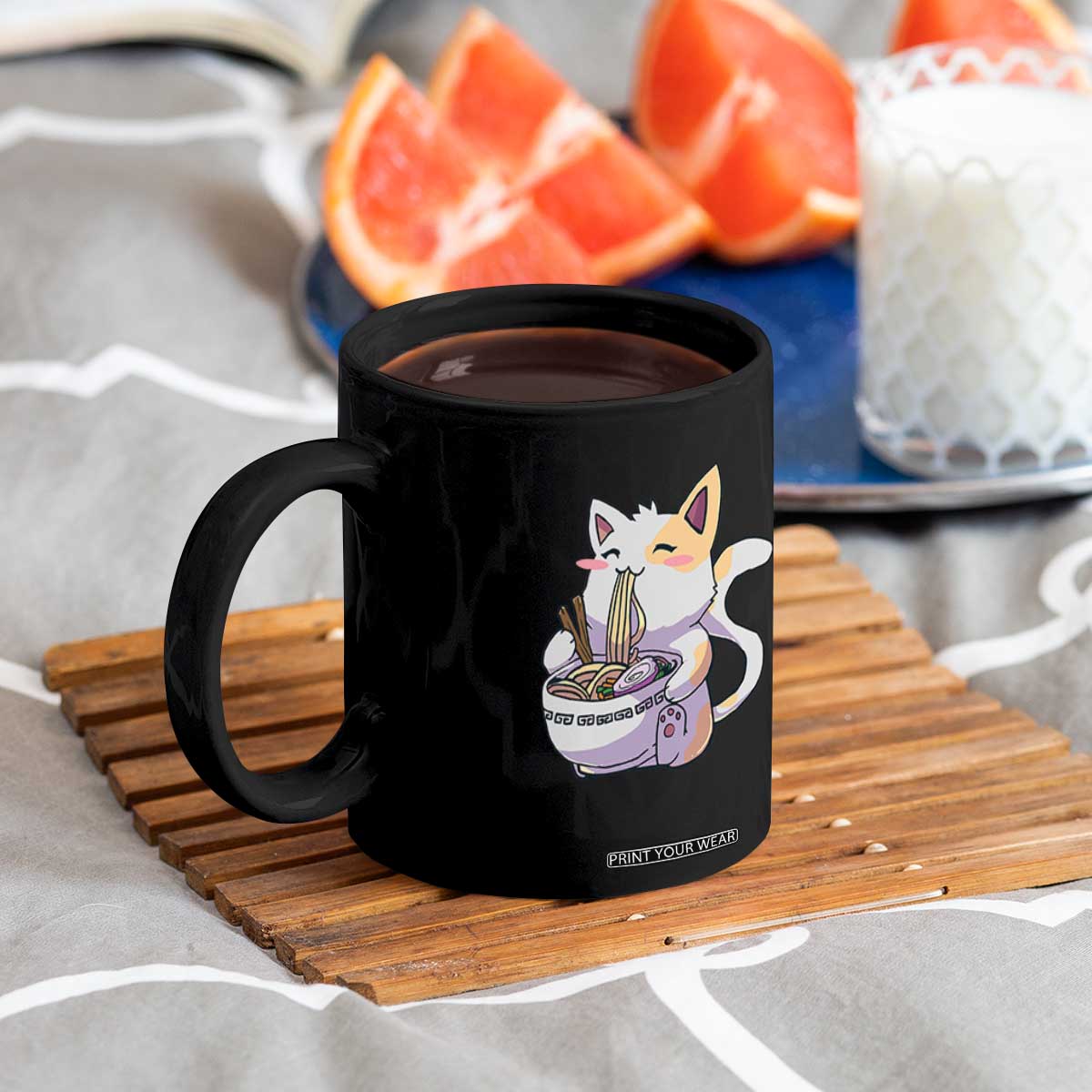 Ramen Cat Kawaii Coffee Mug Anime Japanese Neko Cute Graphic TS02 Print Your Wear