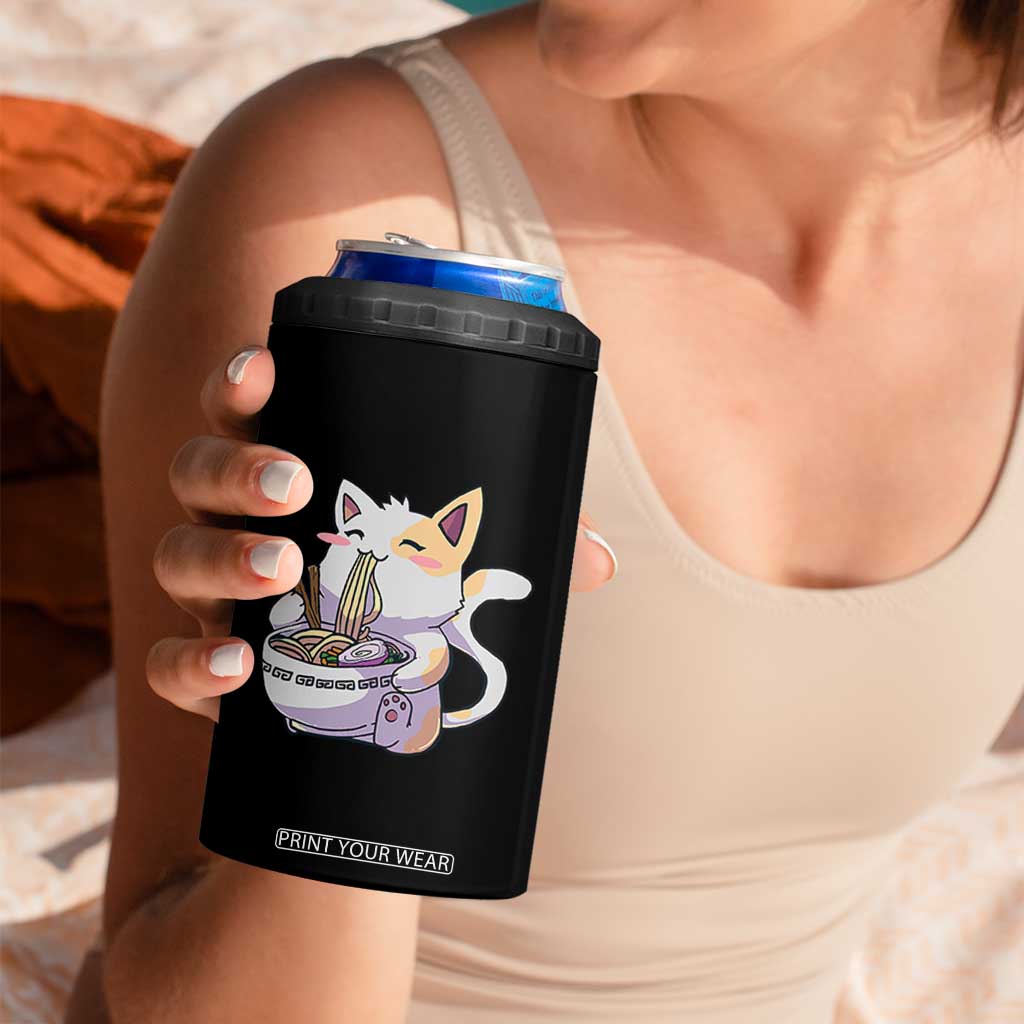 Ramen Cat Kawaii 4 in 1 Can Cooler Tumbler Anime Japanese Neko Cute Graphic TS02 Print Your Wear