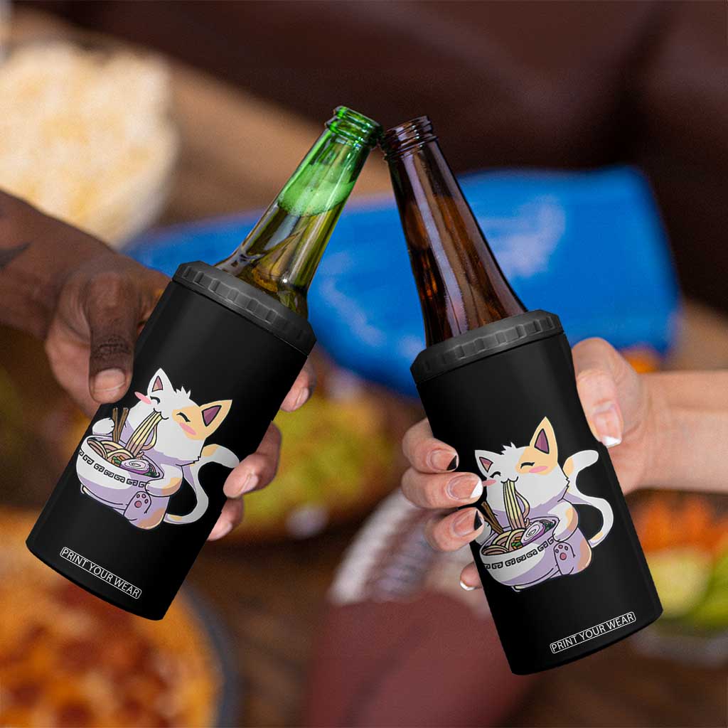 Ramen Cat Kawaii 4 in 1 Can Cooler Tumbler Anime Japanese Neko Cute Graphic TS02 Print Your Wear