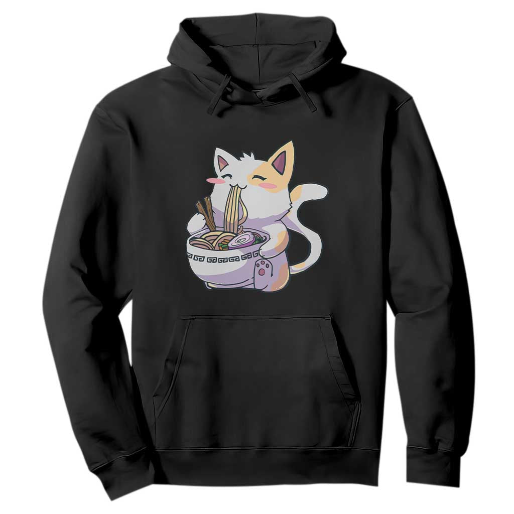 Ramen Cat Kawaii Hoodie Anime Japanese Neko Cute Graphic TS02 Black Print Your Wear