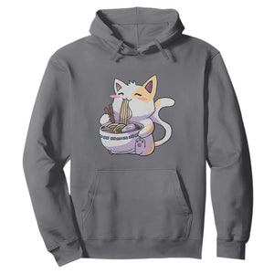 Ramen Cat Kawaii Hoodie Anime Japanese Neko Cute Graphic TS02 Charcoal Print Your Wear