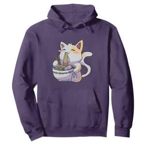 Ramen Cat Kawaii Hoodie Anime Japanese Neko Cute Graphic TS02 Purple Print Your Wear