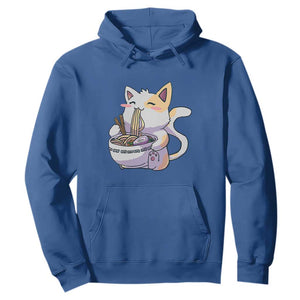 Ramen Cat Kawaii Hoodie Anime Japanese Neko Cute Graphic TS02 Royal Blue Print Your Wear