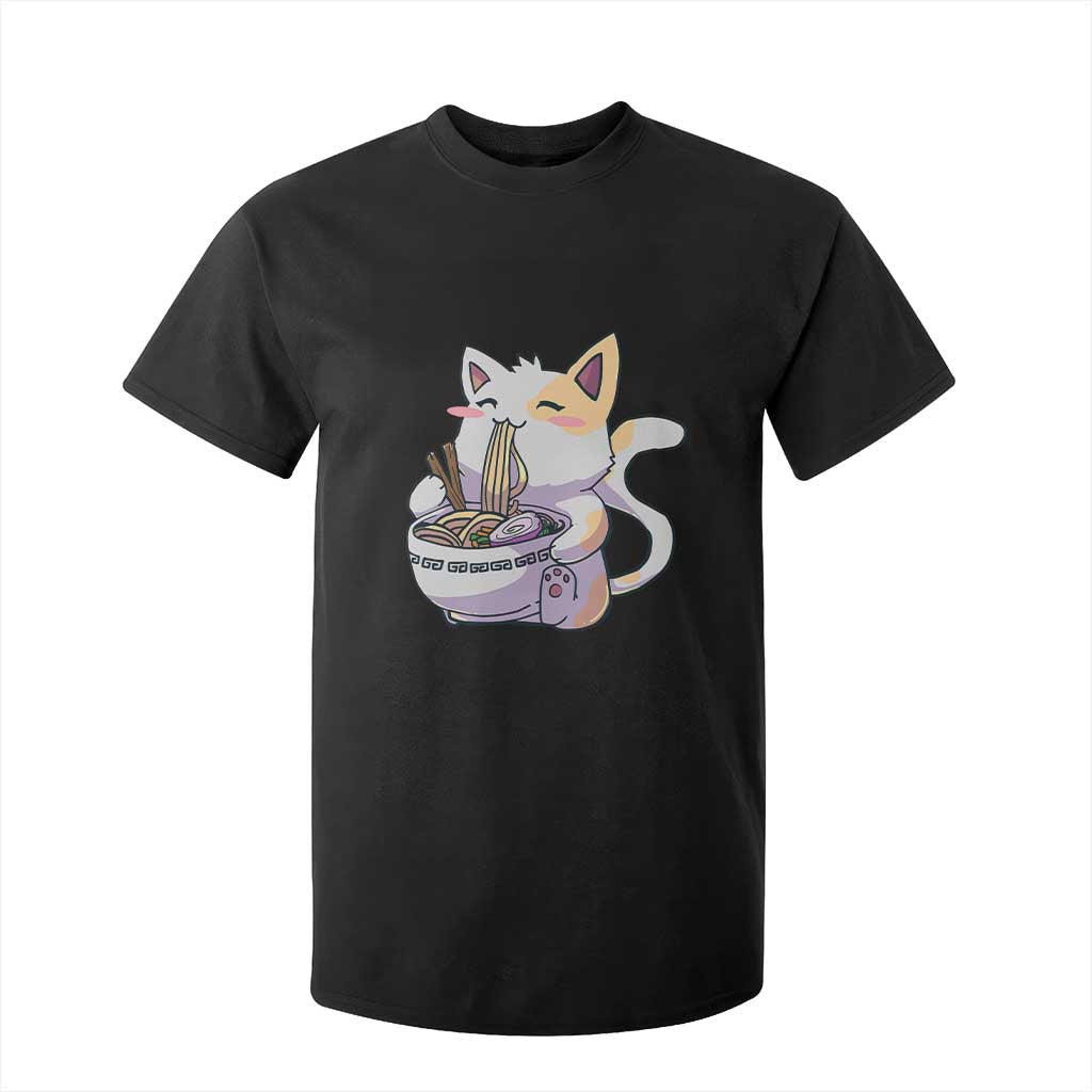 Ramen Cat Kawaii T Shirt For Kid Anime Japanese Neko Cute Graphic TS02 Black Print Your Wear