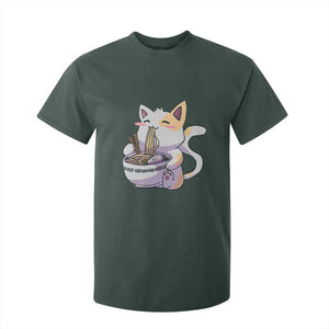 Ramen Cat Kawaii T Shirt For Kid Anime Japanese Neko Cute Graphic TS02 Dark Forest Green Print Your Wear