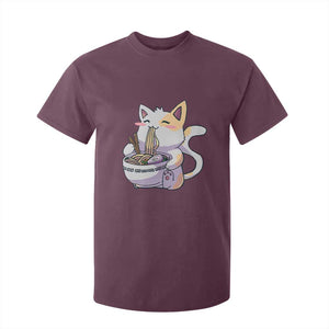 Ramen Cat Kawaii T Shirt For Kid Anime Japanese Neko Cute Graphic TS02 Maroon Print Your Wear