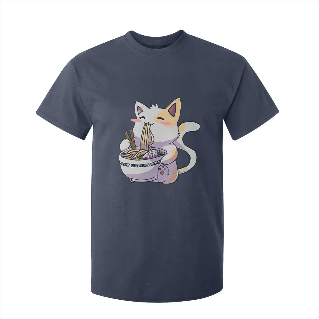 Ramen Cat Kawaii T Shirt For Kid Anime Japanese Neko Cute Graphic TS02 Navy Print Your Wear