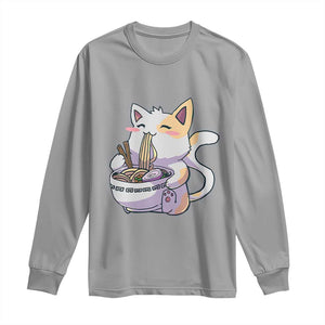 Ramen Cat Kawaii Long Sleeve Shirt Anime Japanese Neko Cute Graphic TS02 Sport Gray Print Your Wear