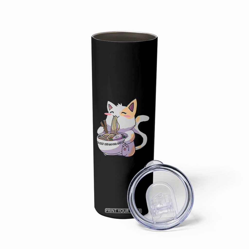 Ramen Cat Kawaii Skinny Tumbler Anime Japanese Neko Cute Graphic TS02 Print Your Wear