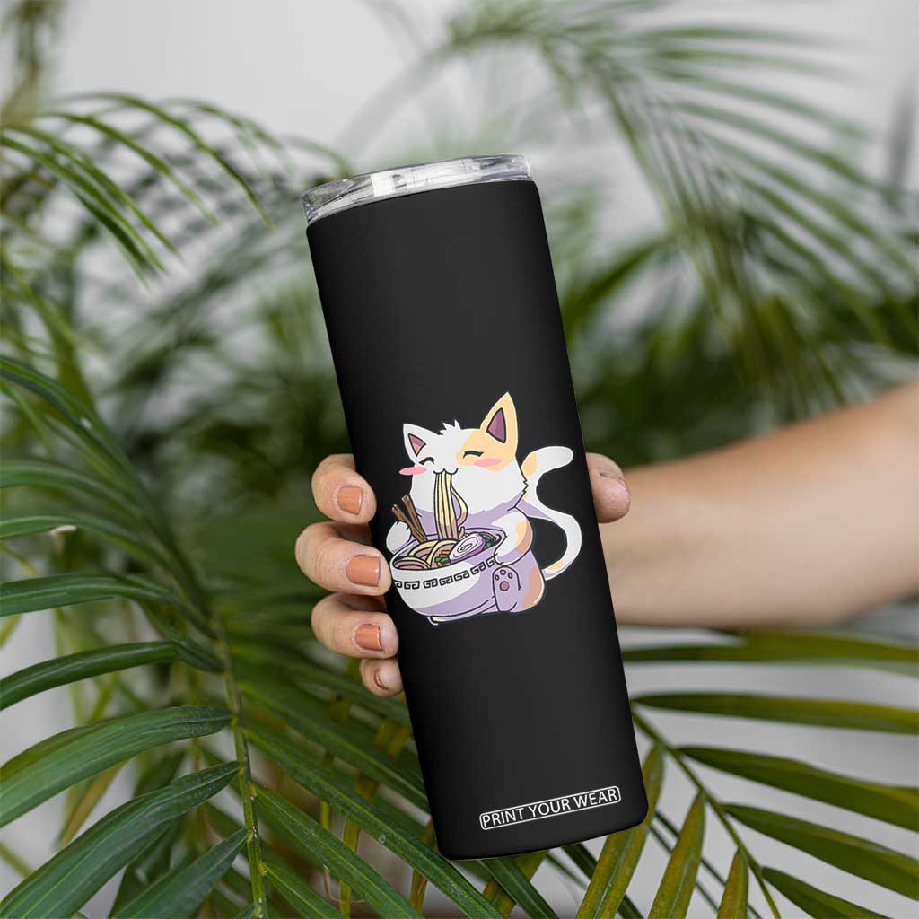 Ramen Cat Kawaii Skinny Tumbler Anime Japanese Neko Cute Graphic TS02 Print Your Wear