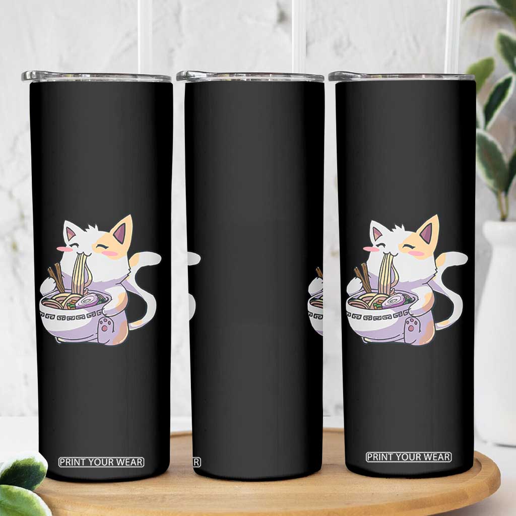 Ramen Cat Kawaii Skinny Tumbler Anime Japanese Neko Cute Graphic TS02 Print Your Wear