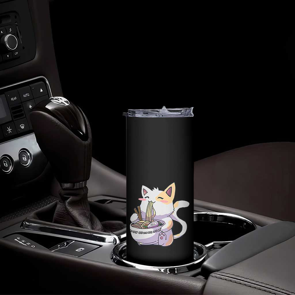 Ramen Cat Kawaii Skinny Tumbler Anime Japanese Neko Cute Graphic TS02 Print Your Wear