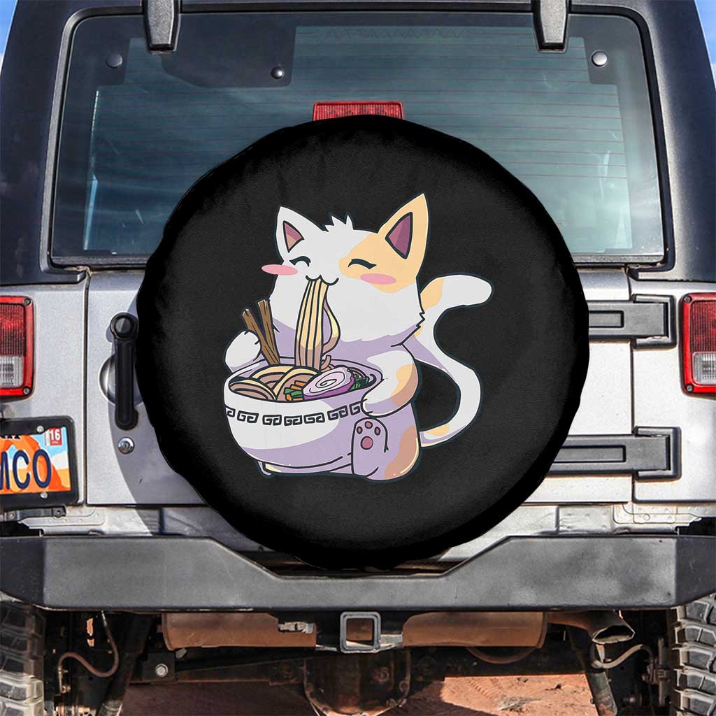 Ramen Cat Kawaii Spare Tire Cover Anime Japanese Neko Cute Graphic TS02 No hole Black Print Your Wear