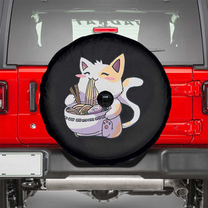 Ramen Cat Kawaii Spare Tire Cover Anime Japanese Neko Cute Graphic TS02 Black Print Your Wear