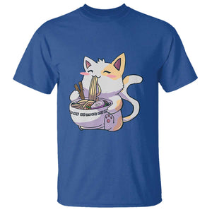 Ramen Cat Kawaii T Shirt Anime Japanese Neko Cute Graphic TS02 Royal Blue Print Your Wear