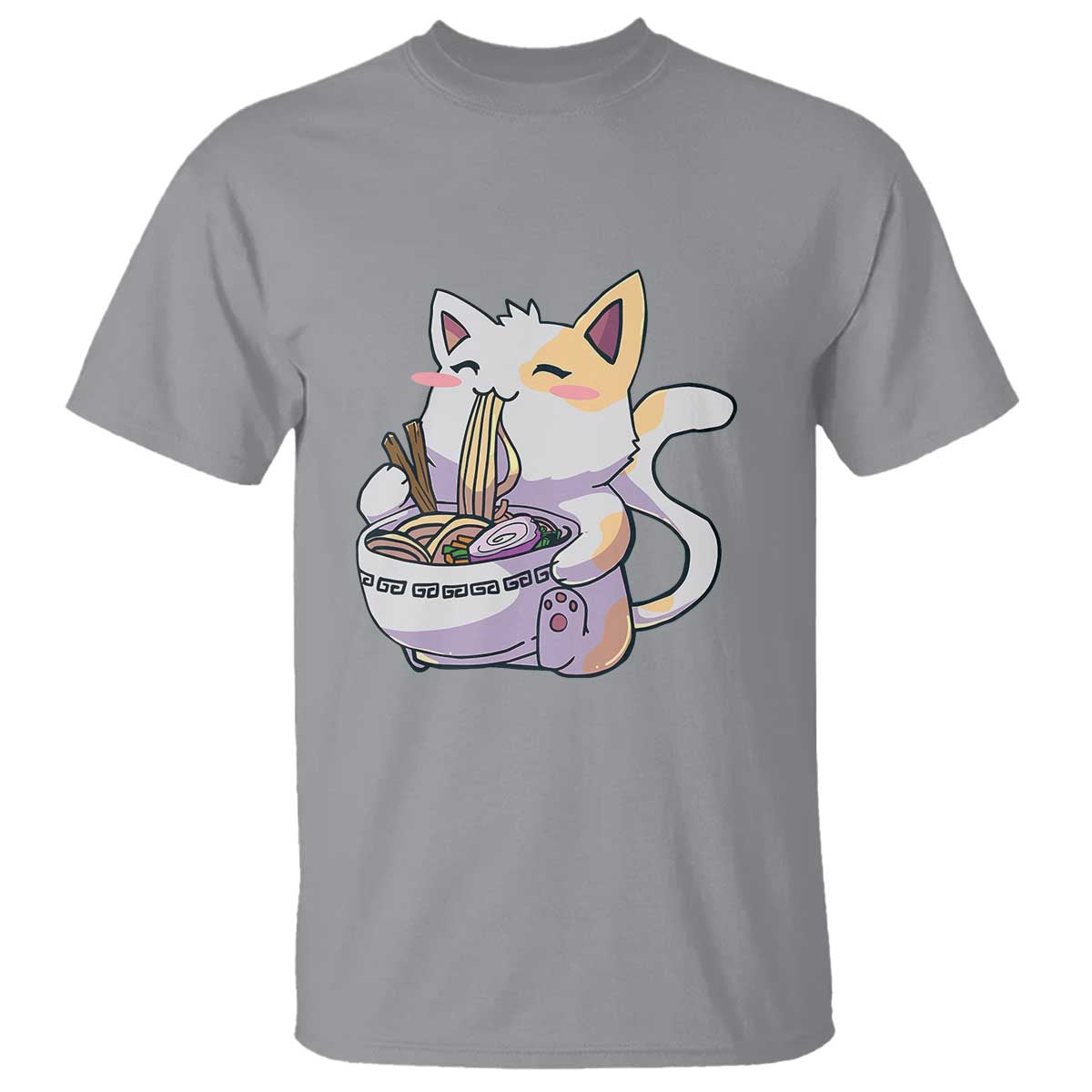 Ramen Cat Kawaii T Shirt Anime Japanese Neko Cute Graphic TS02 Sport Gray Print Your Wear
