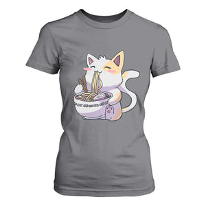 Ramen Cat Kawaii T Shirt For Women Anime Japanese Neko Cute Graphic TS02 Charcoal Print Your Wear