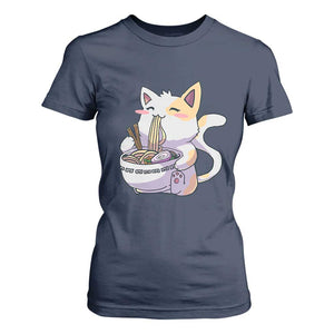 Ramen Cat Kawaii T Shirt For Women Anime Japanese Neko Cute Graphic TS02 Navy Print Your Wear