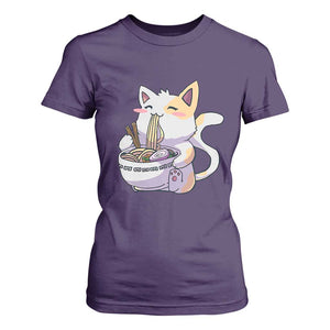 Ramen Cat Kawaii T Shirt For Women Anime Japanese Neko Cute Graphic TS02 Purple Print Your Wear