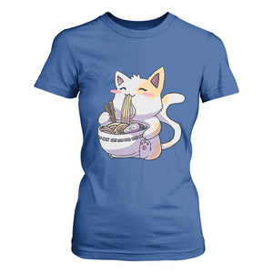 Ramen Cat Kawaii T Shirt For Women Anime Japanese Neko Cute Graphic TS02 Royal Blue Print Your Wear