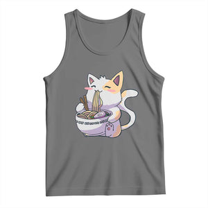 Ramen Cat Kawaii Tank Top Anime Japanese Neko Cute Graphic TS02 Black Heather Print Your Wear