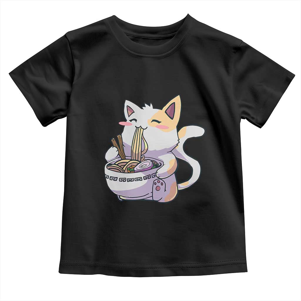 Ramen Cat Kawaii Toddler T Shirt Anime Japanese Neko Cute Graphic TS02 Black Print Your Wear