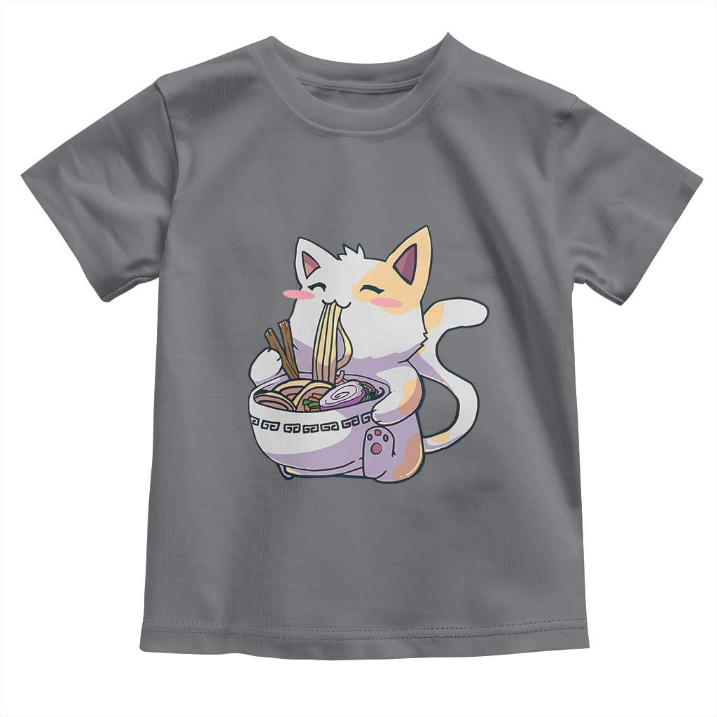 Ramen Cat Kawaii Toddler T Shirt Anime Japanese Neko Cute Graphic TS02 Charcoal Print Your Wear