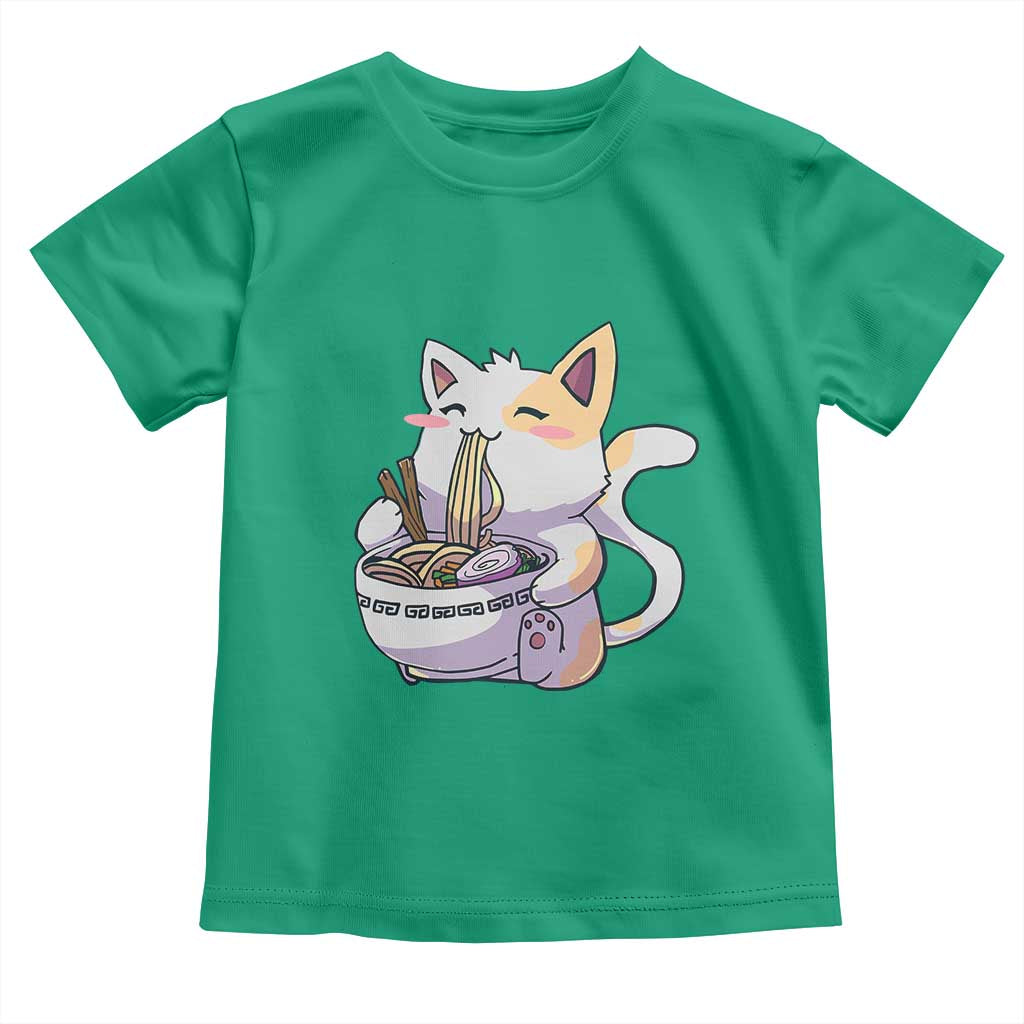 Ramen Cat Kawaii Toddler T Shirt Anime Japanese Neko Cute Graphic TS02 Irish Green Print Your Wear