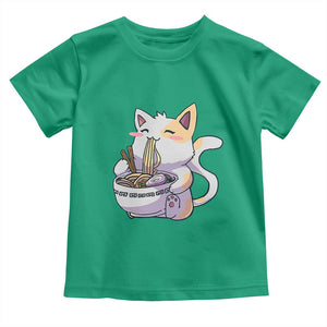 Ramen Cat Kawaii Toddler T Shirt Anime Japanese Neko Cute Graphic TS02 Irish Green Print Your Wear