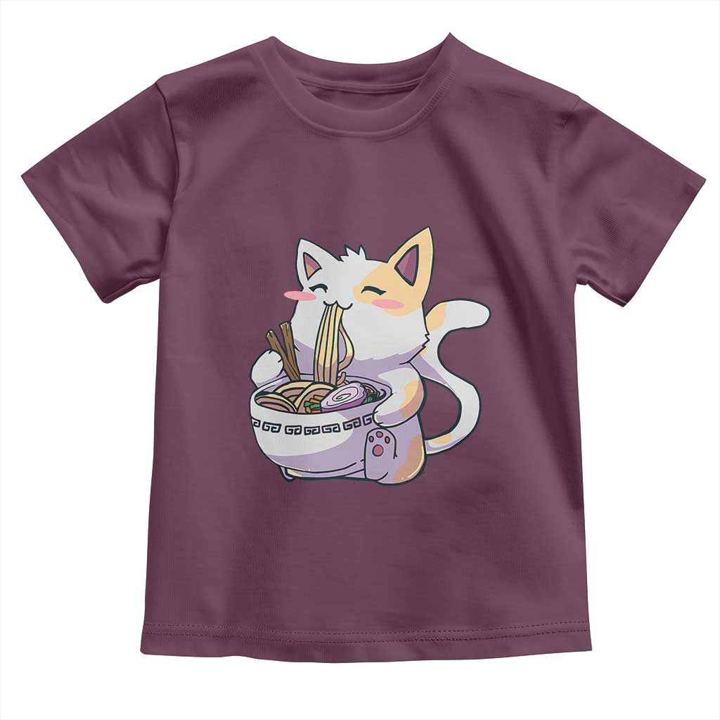 Ramen Cat Kawaii Toddler T Shirt Anime Japanese Neko Cute Graphic TS02 Maroon Print Your Wear