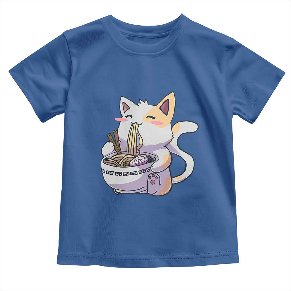 Ramen Cat Kawaii Toddler T Shirt Anime Japanese Neko Cute Graphic TS02 Royal Blue Print Your Wear