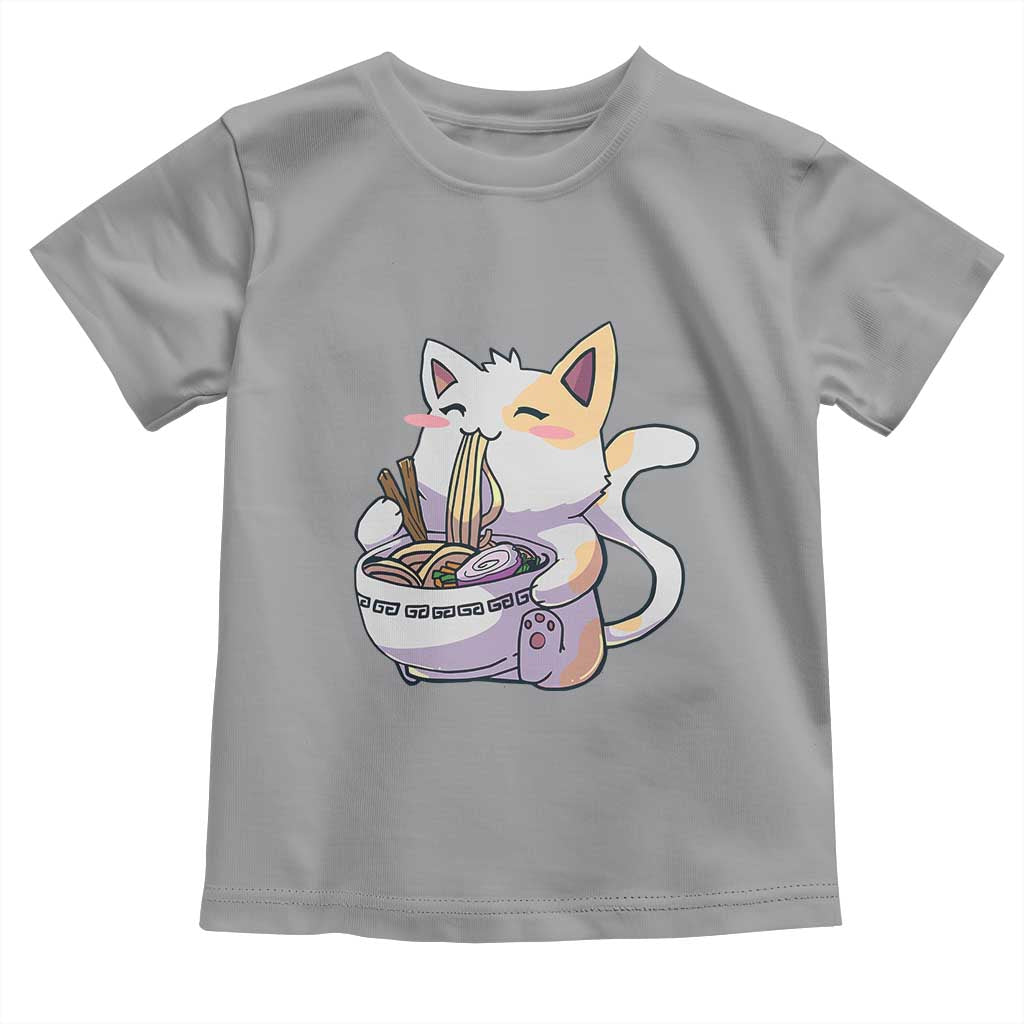 Ramen Cat Kawaii Toddler T Shirt Anime Japanese Neko Cute Graphic TS02 Sport Gray Print Your Wear
