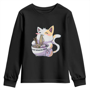 Ramen Cat Kawaii Youth Sweatshirt Anime Japanese Neko Cute Graphic TS02 Black Print Your Wear
