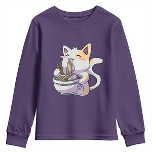 Ramen Cat Kawaii Youth Sweatshirt Anime Japanese Neko Cute Graphic TS02 Purple Print Your Wear