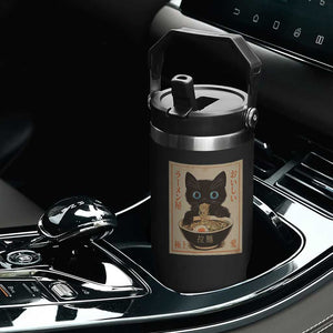 Vintage Kawaii Cat Ramen Graphic Flip Straw Tumbler Retro Japanese Anime Inspo TS02 Print Your Wear