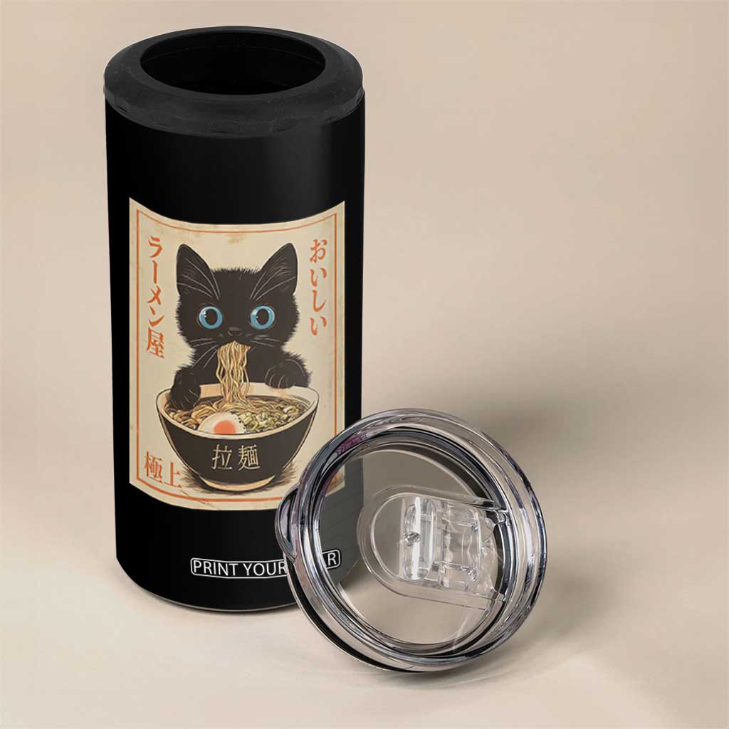 Vintage Kawaii Cat Ramen Graphic 4 in 1 Can Cooler Tumbler Retro Japanese Anime Inspo TS02 Print Your Wear