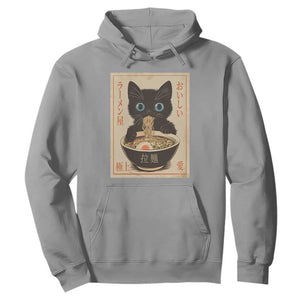 Vintage Kawaii Cat Ramen Graphic Hoodie Retro Japanese Anime Inspo TS02 Sport Gray Print Your Wear