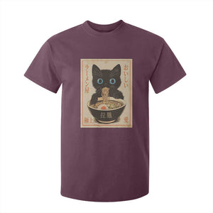 Vintage Kawaii Cat Ramen Graphic T Shirt For Kid Retro Japanese Anime Inspo TS02 Maroon Print Your Wear