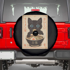 Vintage Kawaii Cat Ramen Graphic Spare Tire Cover Retro Japanese Anime Inspo TS02 Black Print Your Wear