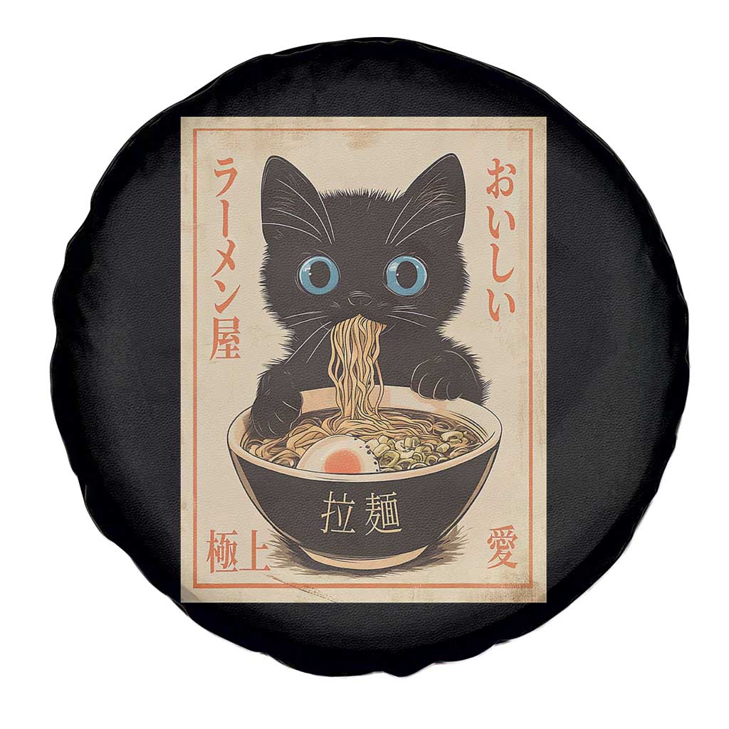Vintage Kawaii Cat Ramen Graphic Spare Tire Cover Retro Japanese Anime Inspo TS02 Print Your Wear