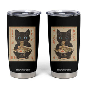 Vintage Kawaii Cat Ramen Graphic Tumbler Cup Retro Japanese Anime Inspo TS02 Black Print Your Wear