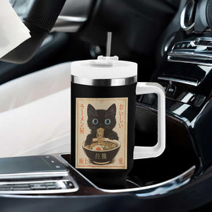 Vintage Kawaii Cat Ramen Graphic Tumbler With Handle Retro Japanese Anime Inspo TS02 Print Your Wear