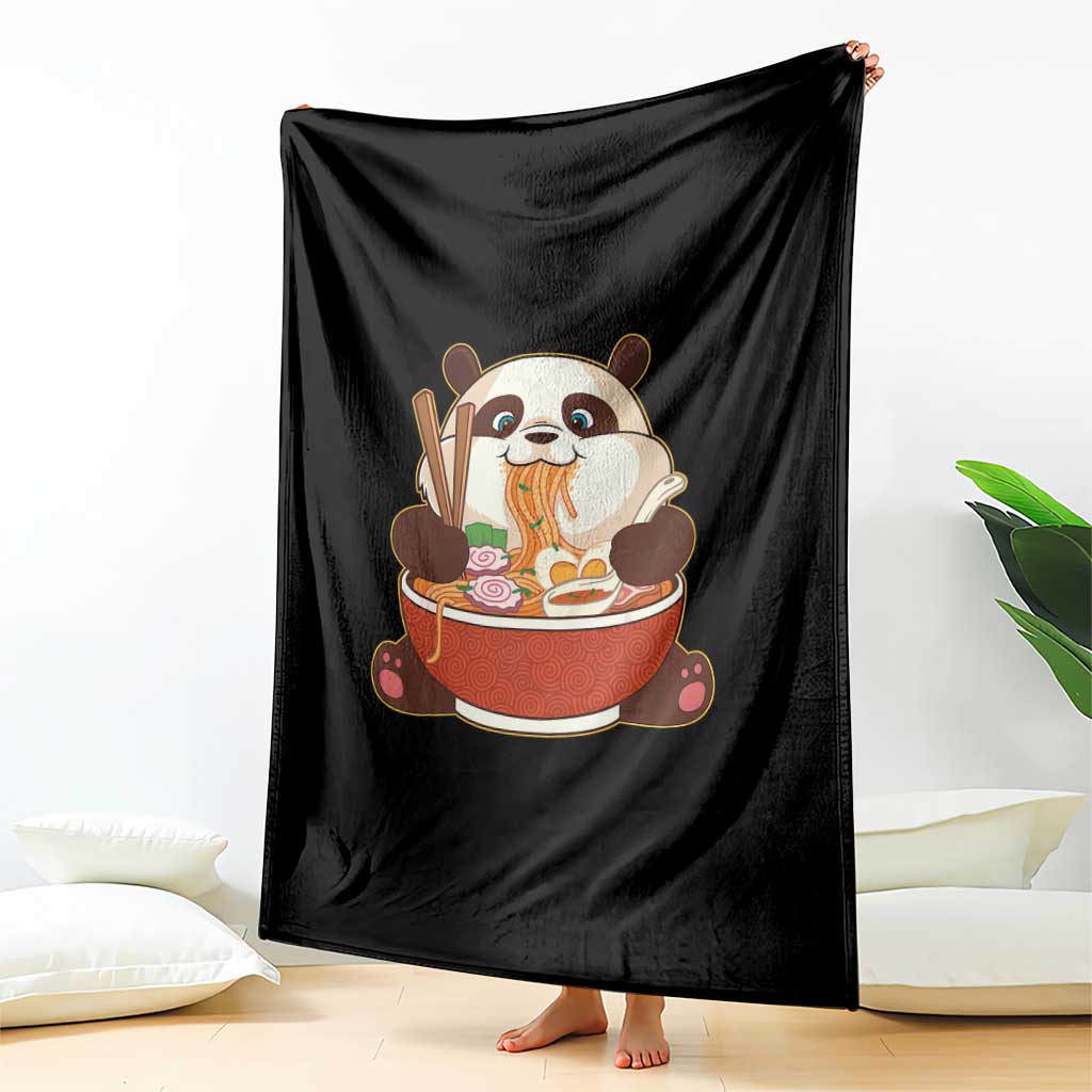 Kawaii Panda Eating Ramen Graphic Throw Blanket Otaku Japanese Noodle Cute Anime Lover TS02 Print Your Wear