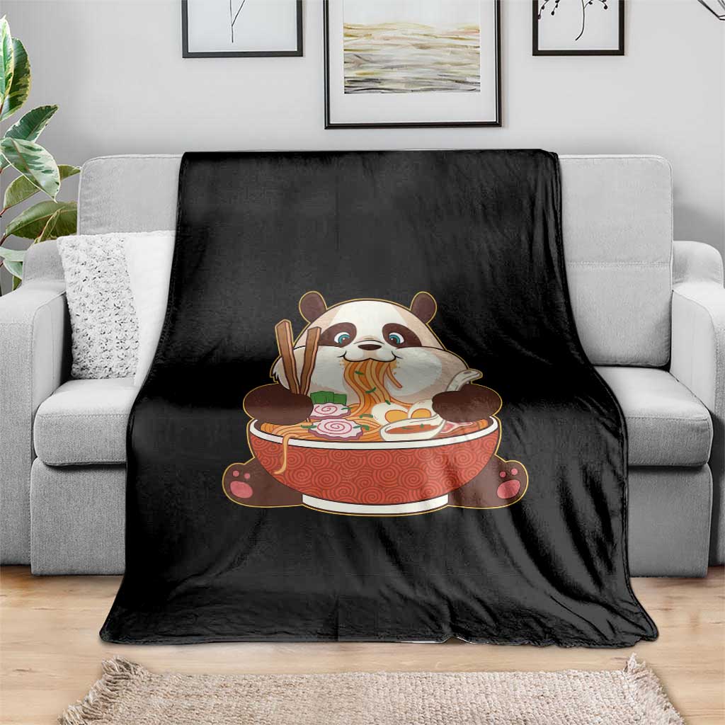 Kawaii Panda Eating Ramen Graphic Throw Blanket Otaku Japanese Noodle Cute Anime Lover TS02 Print Your Wear