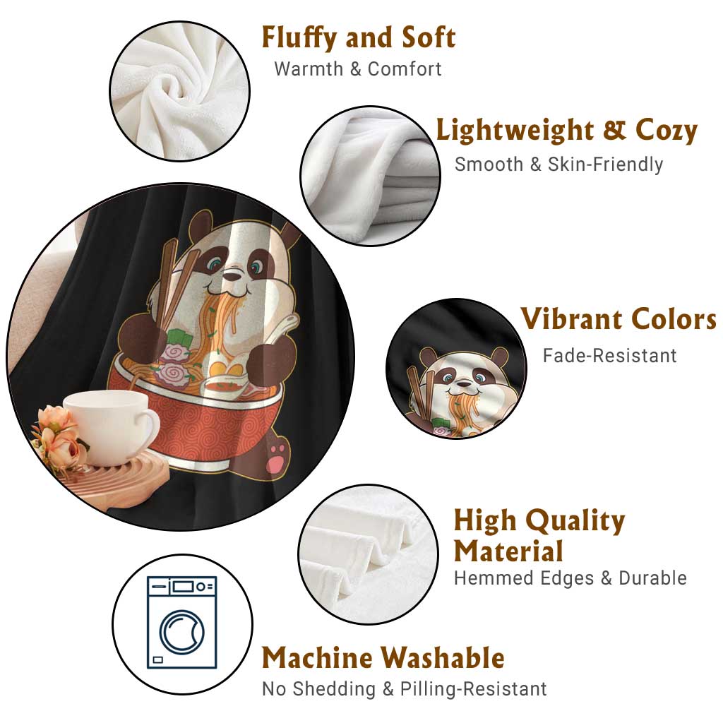 Kawaii Panda Eating Ramen Graphic Throw Blanket Otaku Japanese Noodle Cute Anime Lover TS02 Print Your Wear