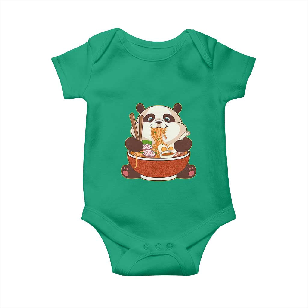 Kawaii Panda Eating Ramen Graphic Baby Onesie Otaku Japanese Noodle Cute Anime Lover TS02 Irish Green Print Your Wear