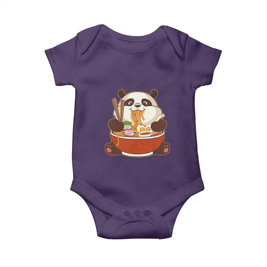Kawaii Panda Eating Ramen Graphic Baby Onesie Otaku Japanese Noodle Cute Anime Lover TS02 Purple Print Your Wear