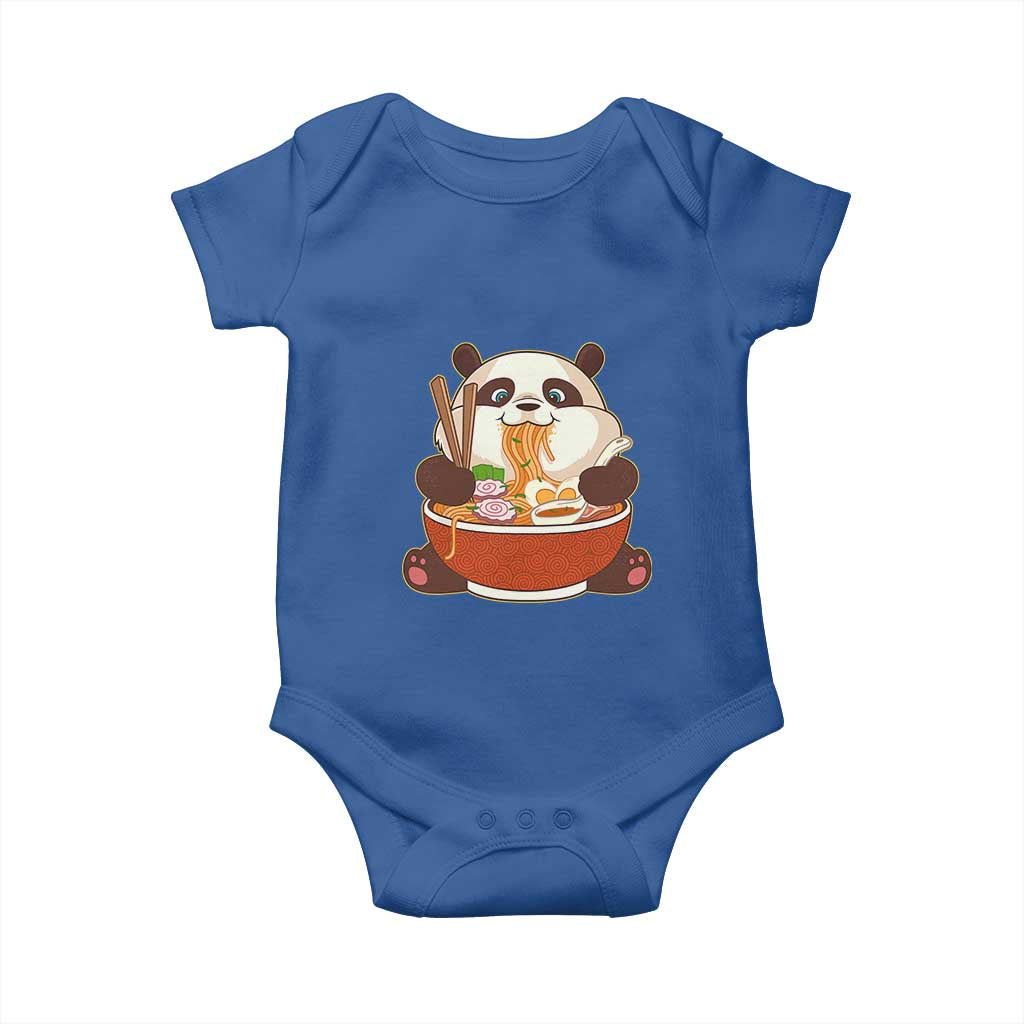 Kawaii Panda Eating Ramen Graphic Baby Onesie Otaku Japanese Noodle Cute Anime Lover TS02 Royal Blue Print Your Wear