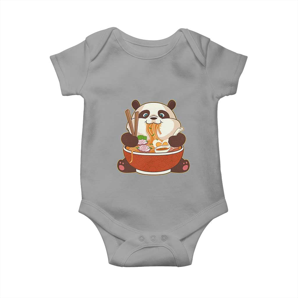 Kawaii Panda Eating Ramen Graphic Baby Onesie Otaku Japanese Noodle Cute Anime Lover TS02 Sport Gray Print Your Wear